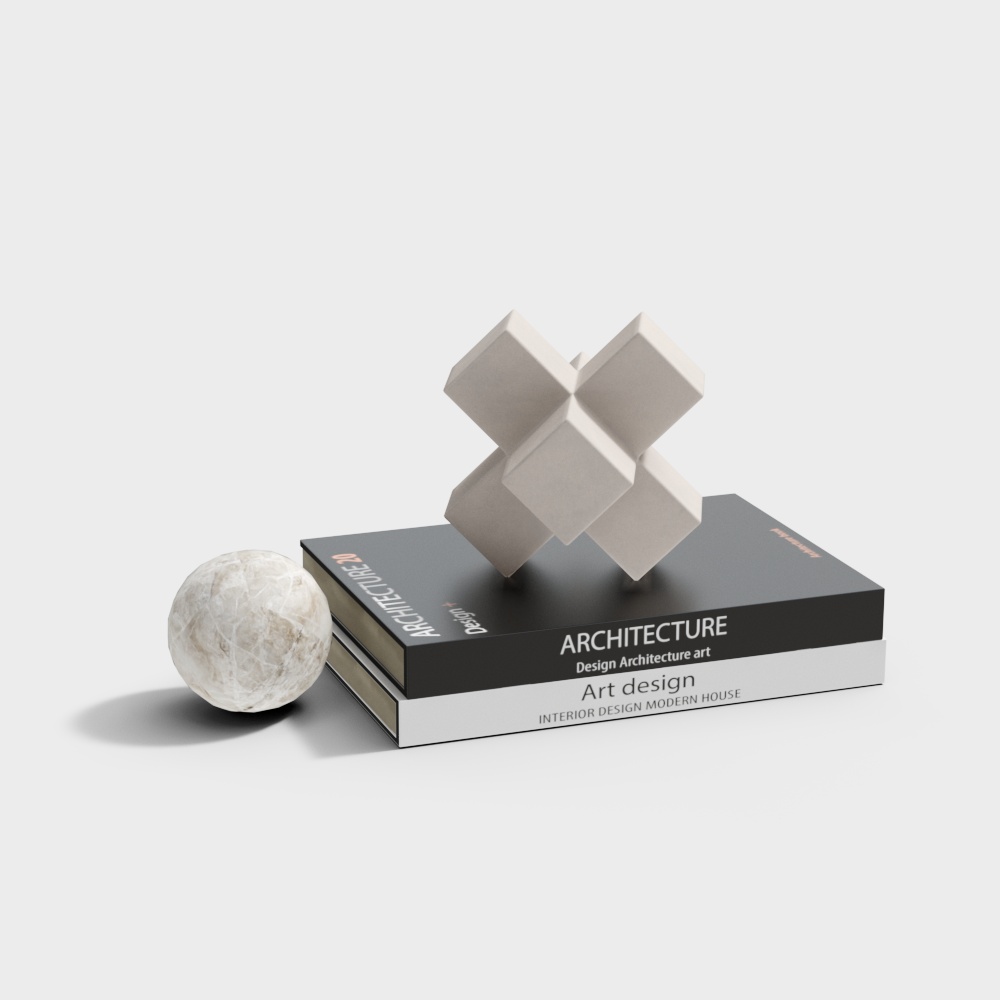 Modern books, jewelry and ornaments combination