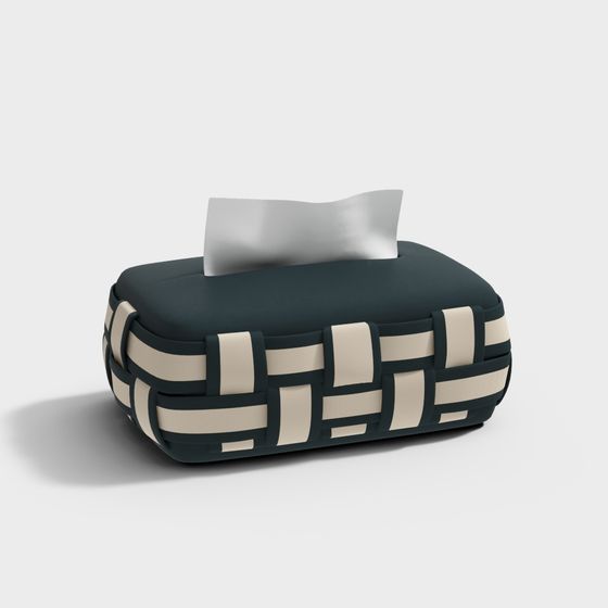 Modern Tissue Box Ornaments 3D Model in Black