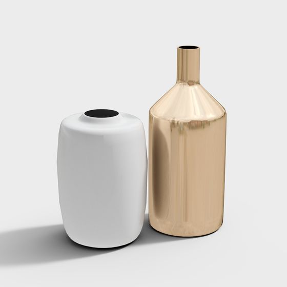 Elegant White and Gold Vase 3D model