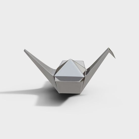 Elegant Low-Poly Origami Crane 3D model