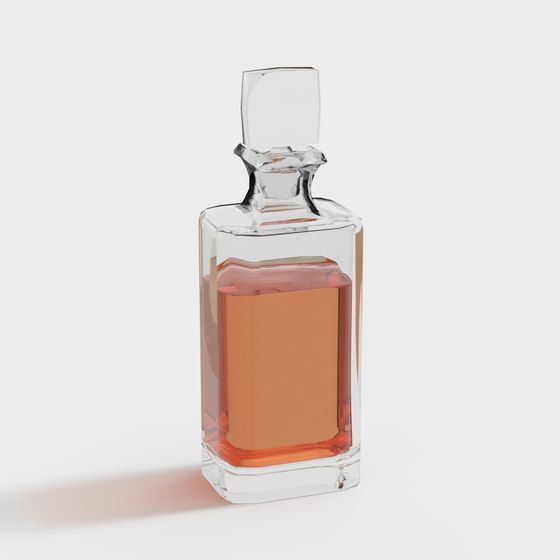Elegant Low-Poly Glass Bottle 3D Model