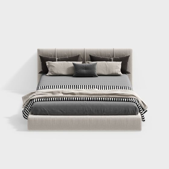 Modern Minimalist 3D Bed Model Design