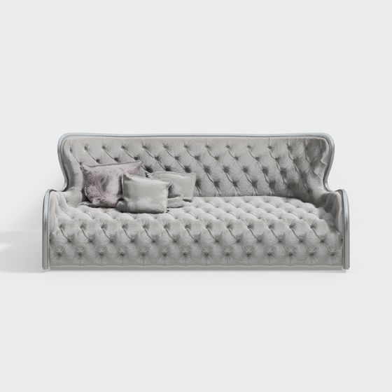 Elegant Tufted Sofa 3D model for Modern Interiors