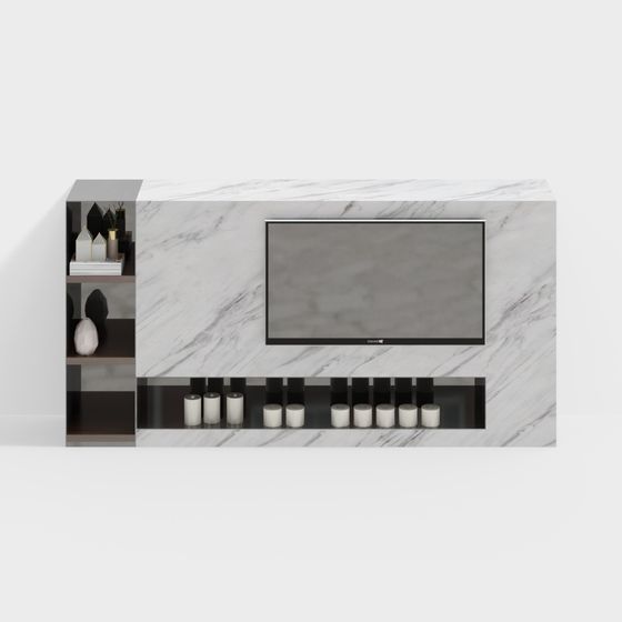 Elegant Marble TV Cabinet 3D model