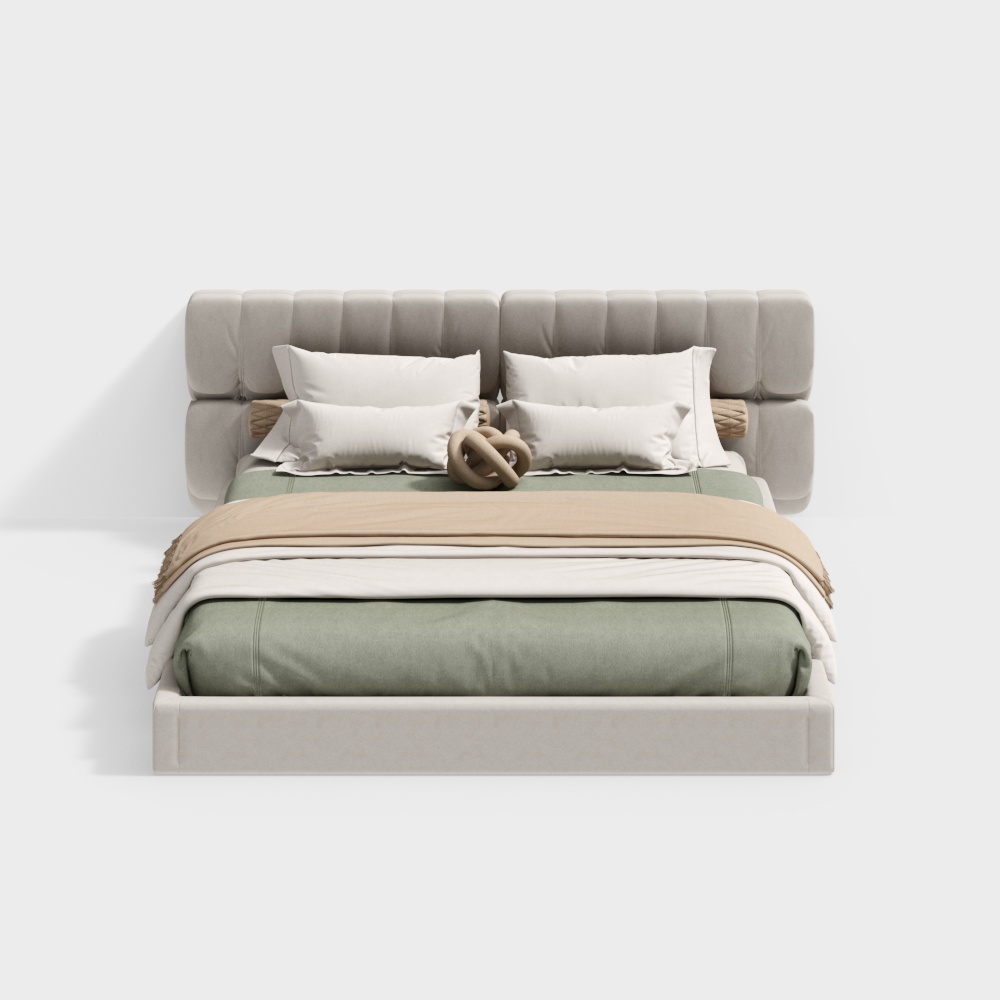 Urban Comfort Bed 3D Model – Tufted Headboard Design