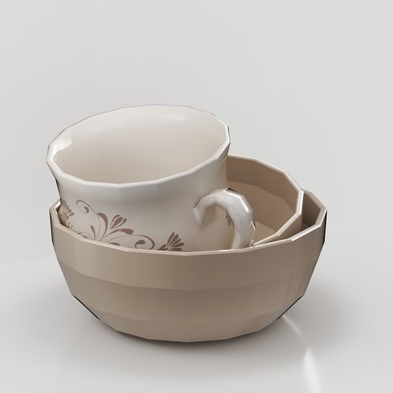 Elegant Tea Cup Set 3D model