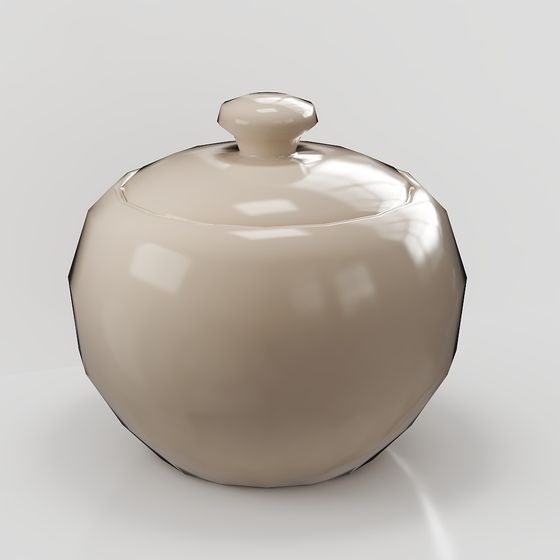Elegant Low-Poly Sugar Jar 3D model