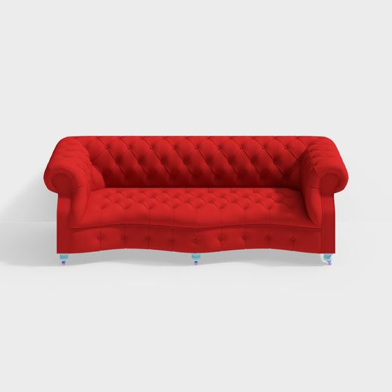 Vintage Red Sofa 3D model