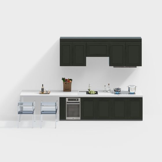 Elegant Low-Poly Kitchen 3D Model Design