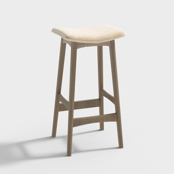 Elegant Low-Polygon Bar Stool 3D model