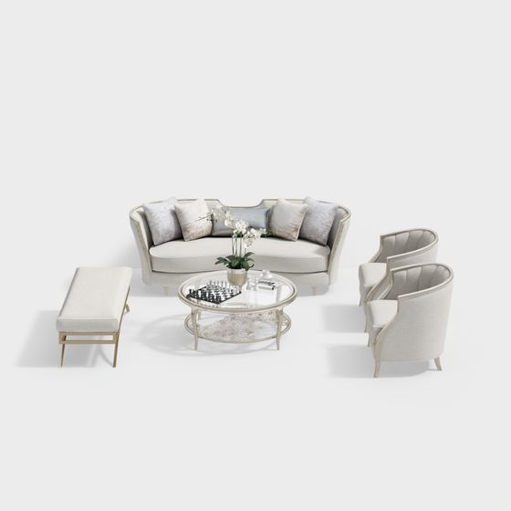 Elegant Living Room Furniture 3D model for Modern Design