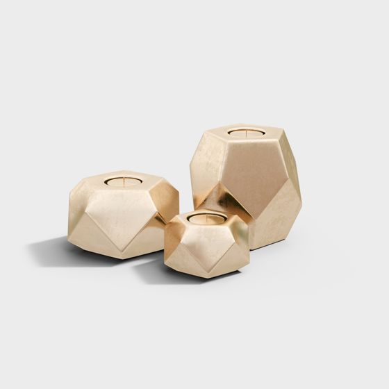 Unique Gold Low-Poly 3D Model with Geometric Charm