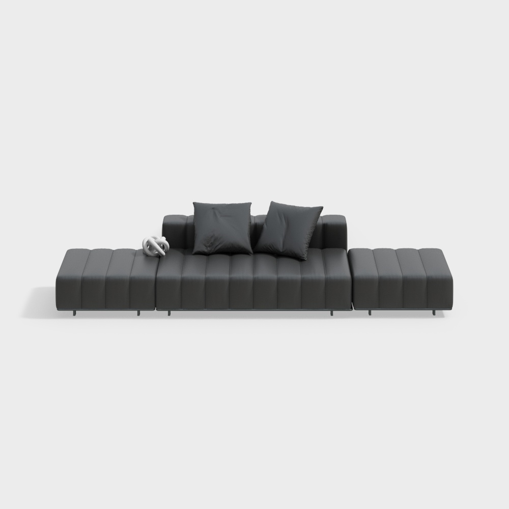 Modern living room black multi-person sofa