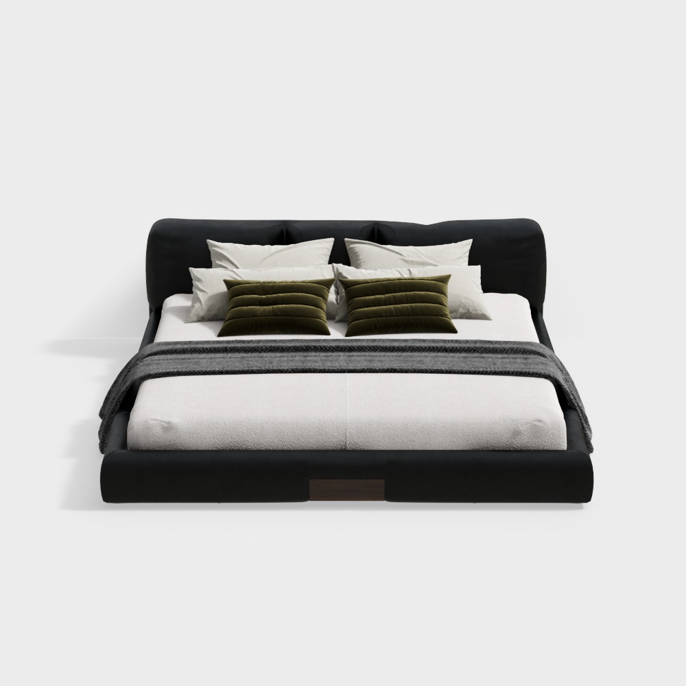 Elegant Black Bed 3D model for Modern Interiors