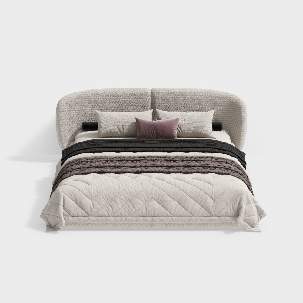 Modern bedroom beige double bed