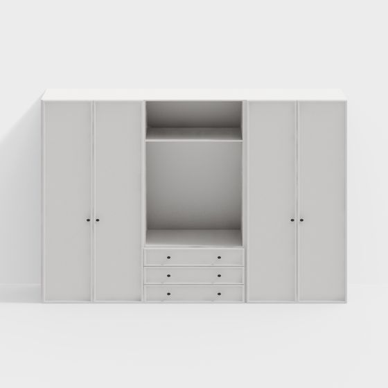 Minimalist White Wardrobe 3D model