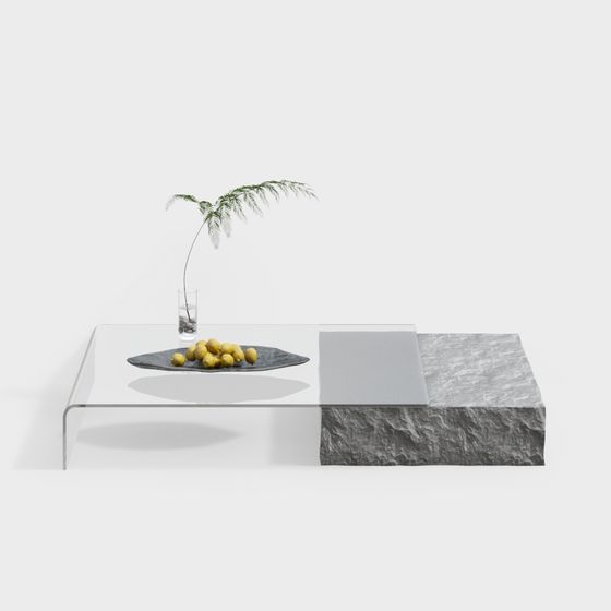 Glass and Rock Coffee Table 3D model
