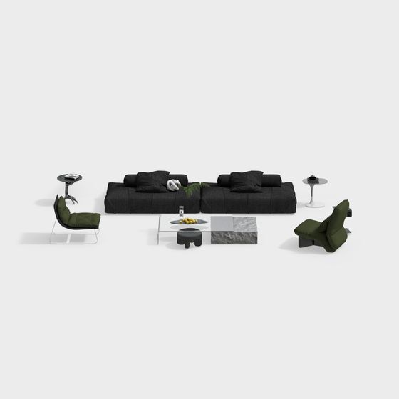 Stylish Minimalist Furniture Set 3D model