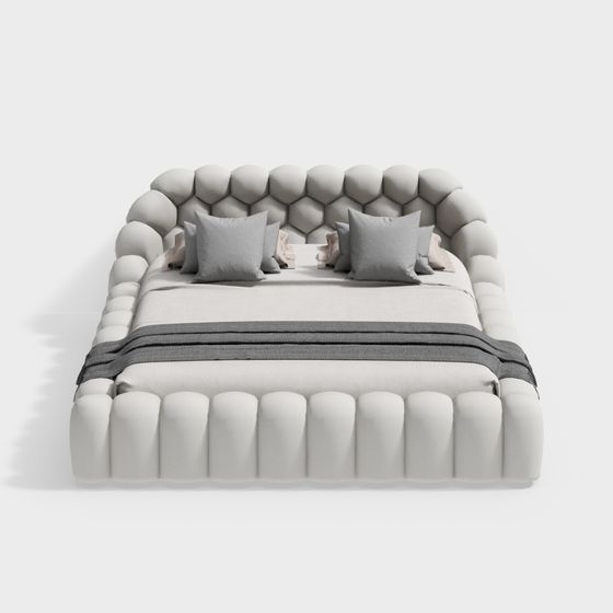 Elegant Low-Poly Bed 3D model for Modern Interiors