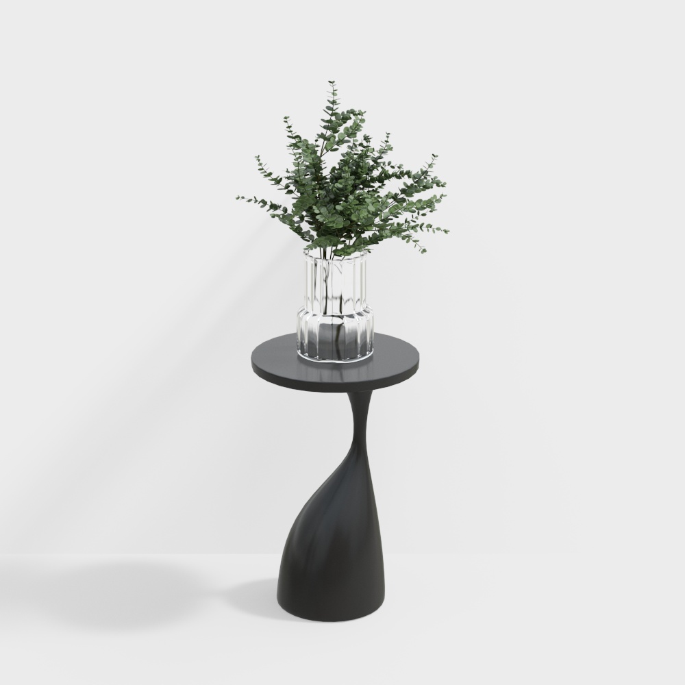 Modern Side Table 3D Model in Black Finish for Convenience