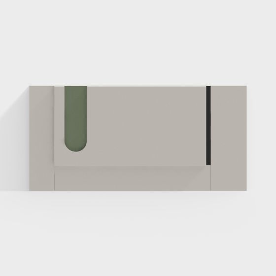Green Background Wall of Modern Bedroom 3D Model