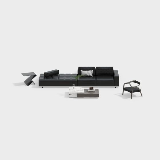 Urban Living Room Set 3D Model for Modern Spaces
