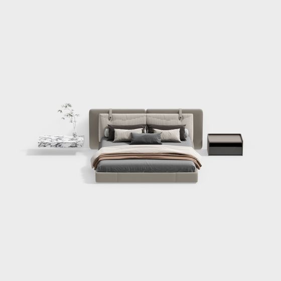 Elegant Minimalist Bed 3D model