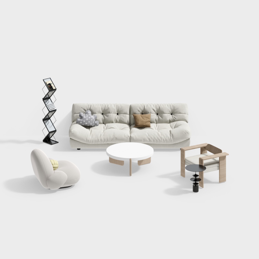 Modern living room beige sofa combination