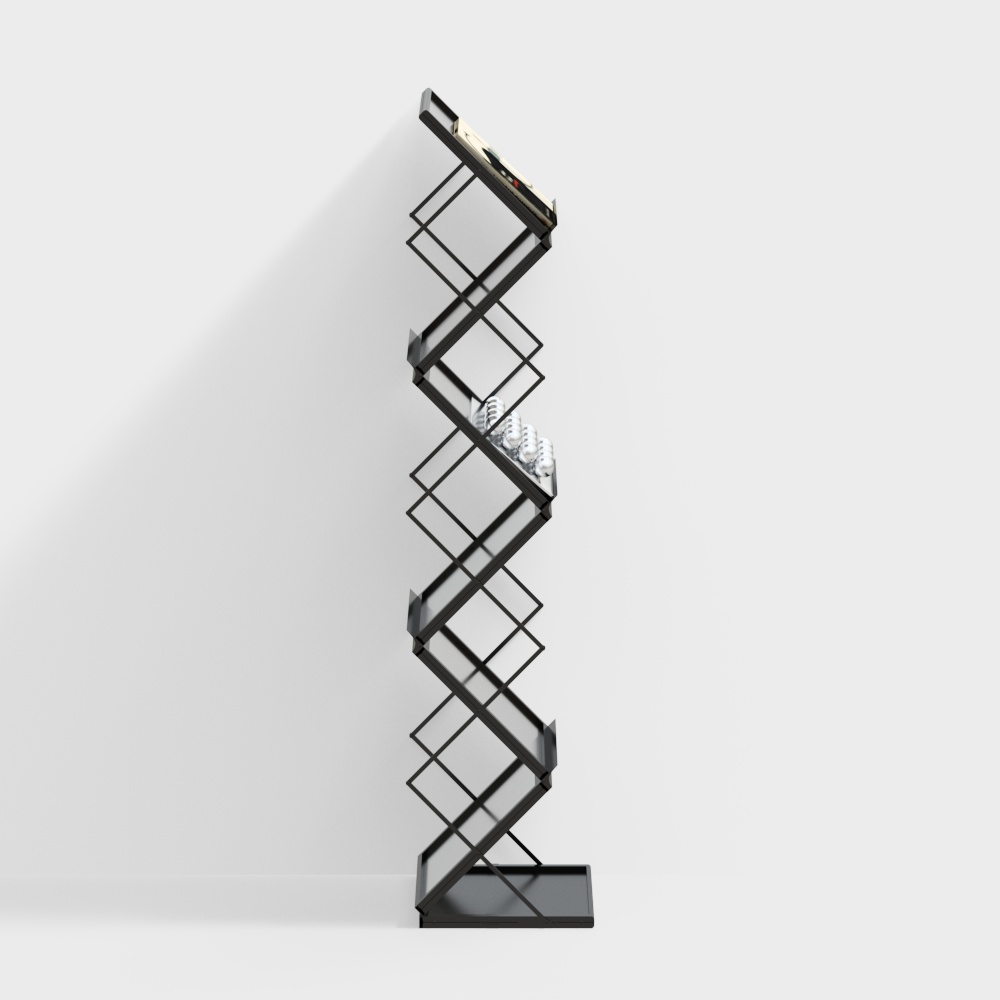 Spiral Staircase 3D Model – Low-Poly Black Metal Design