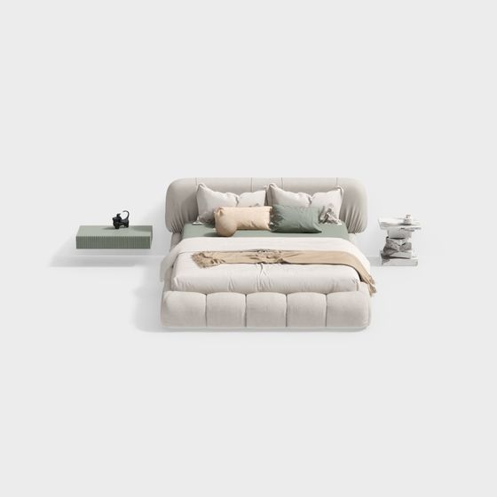 Elegant Low-Poly Bed 3D model for Modern Spaces