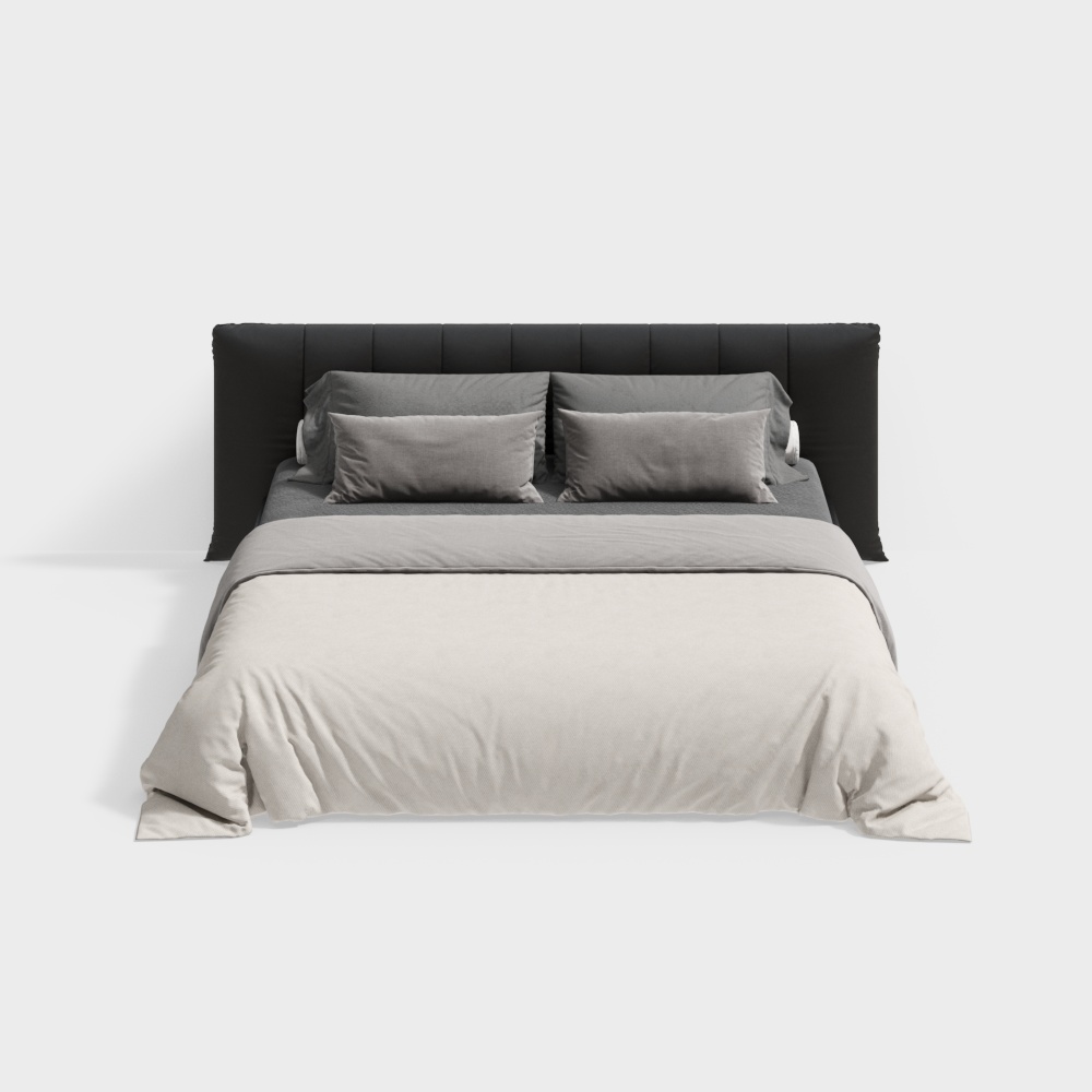 Giường đôi đen phòng ngủ hiện đại