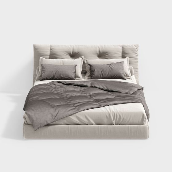 Beige Modern Double Bed for Stylish Bedrooms