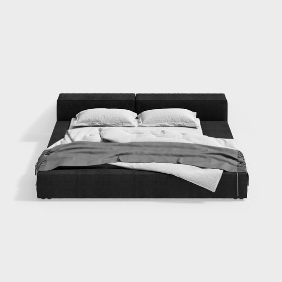 Modern Minimalist Black Bed 3D model
