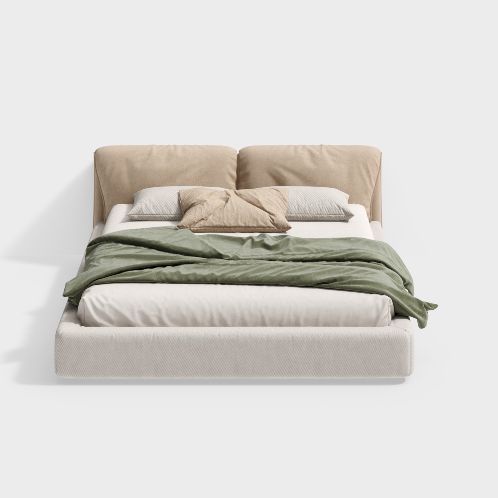 Elegant Low-Poly Bed 3D model Design