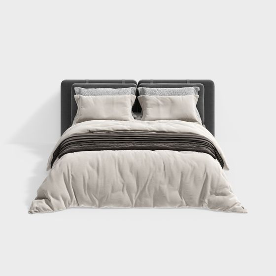 Elegant Low-Polygon Bed 3D model for Modern Interiors