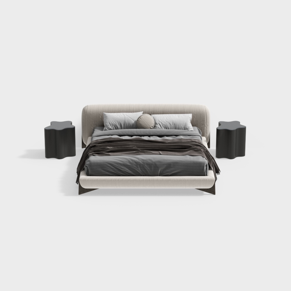 Modern minimalist double bed combination