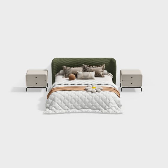 Elegant Low-Poly Bed 3D model for Modern Interiors