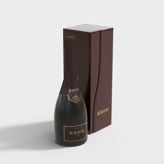 Stylish Champagne Bottle and Gift Box 3D model