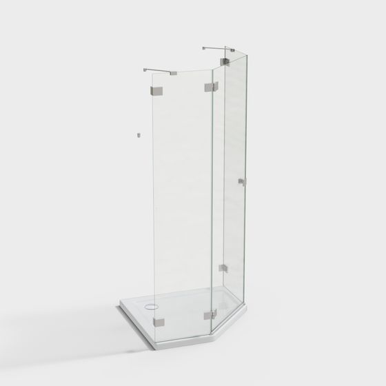 Stylish Glass Shower Room 3D model