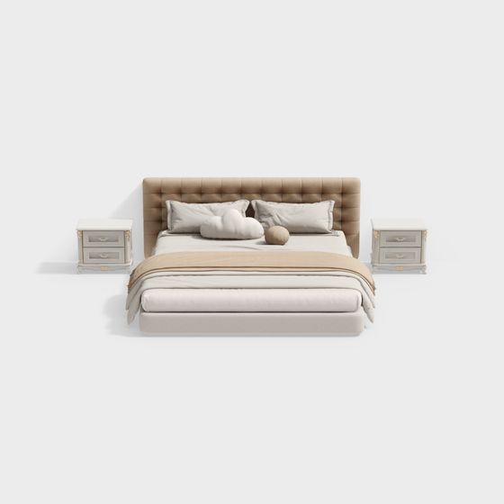 Elegant Low-Poly Bed Set 3D model