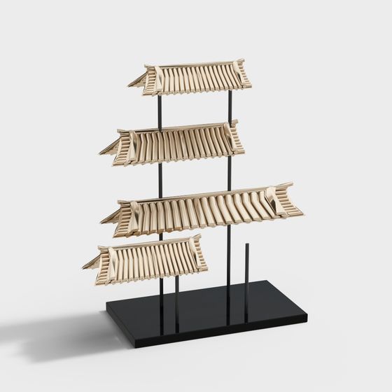 Low Polygon Golden Roof Temple 3D model