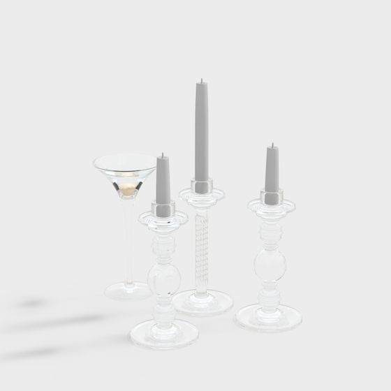 Elegant 3D Candle Holder Set Model