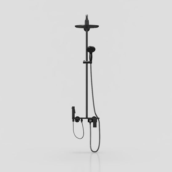 Stylish Black Shower System 3D Model for Modern Interiors