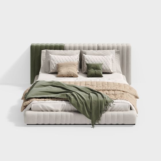 Modern Bedroom White and Green Double Bed for Memberships