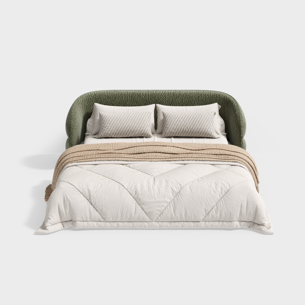 Cozy Retreat Bed 3D Model – Low-Poly Fabric Design