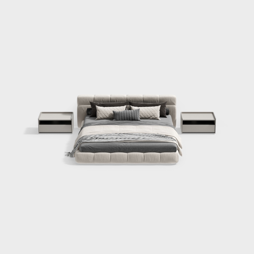 モダンな寝室のダブルベッドセット