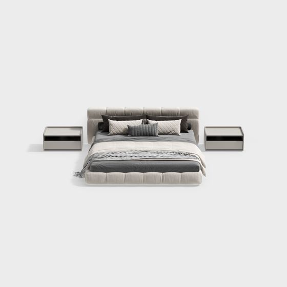 モダンな寝室のダブルベッドセット