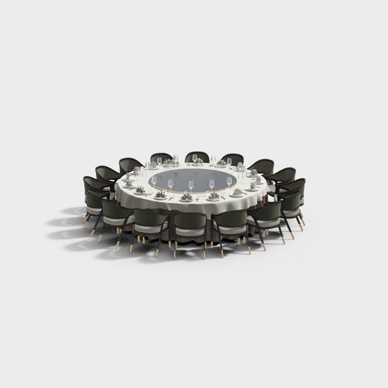 Sophisticated Round Dining Table 3D model for Contemporary Spaces