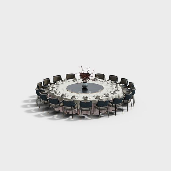 Elegant Round Dining Table 3D model
