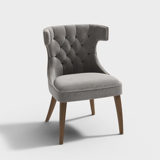 Elegant High-Back Velvet Chair 3D model